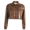 Short Long Sleeve Lapels Snake Print Jacket