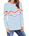 Colorful Striped Long Sleeve Round Neck T-Shirt