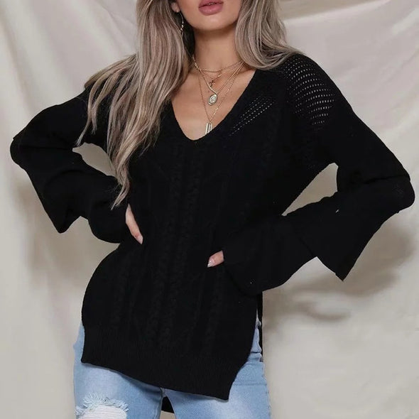 Fashion Plain Long Sleeve Sweaters