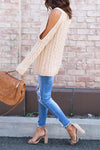 Open Shoulder  Cutout  Plain Sweaters