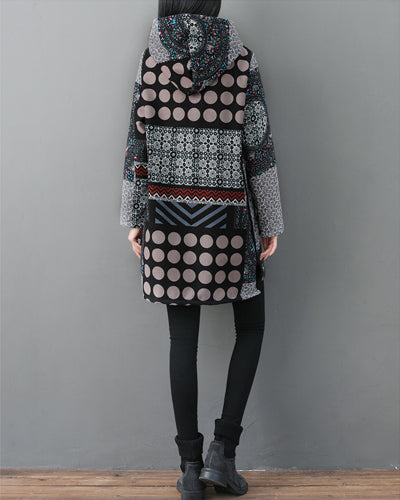 Printed Hooded Cardigan Coat