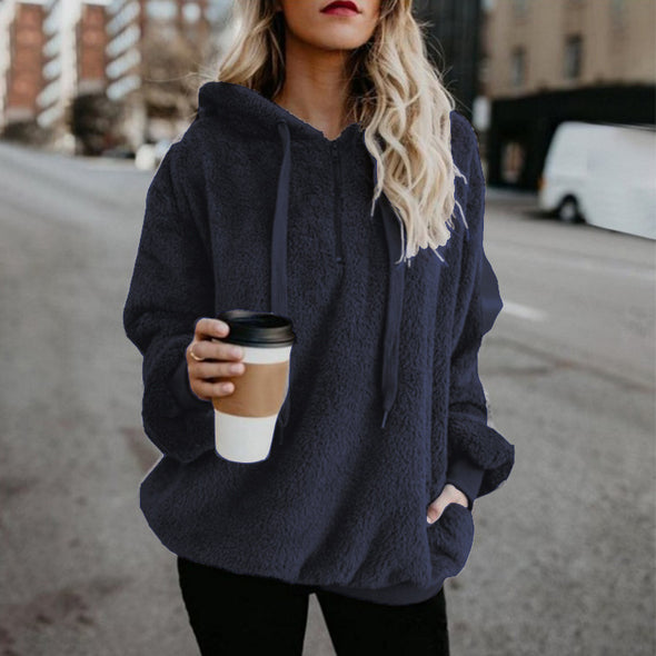 Women's Plush Hooded Sweater coat