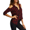 Women's Off-Shoulder Plaid Shirt