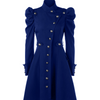 British Style Slim Pure Color Standing Collar Long Women's Jacket