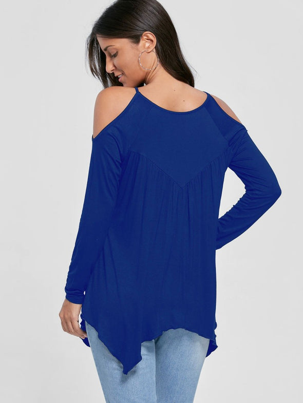 Lace Panel Strapless Long Sleeve T-Shirt