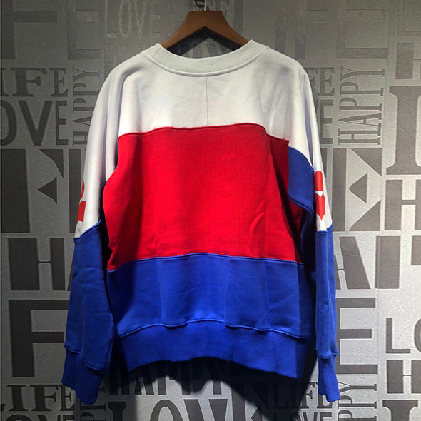 Colorblock Letters Long Sleeve Loose Sweater