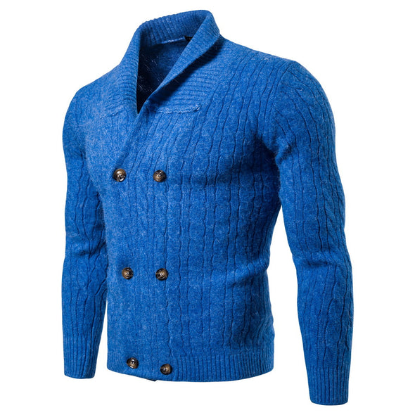 New Youth Men's Solid Color Thick Knit Cardigan