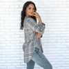 New Plaid Deep V-neck Long Sleeve T-Shirt