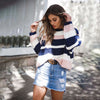 Casual O-Neck Striped Stitching Pullover Sweater