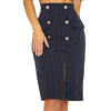 Striped High Waist Side Slit Female Skirt