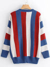 Round Neck Batwing Sleeves Stripes Sweater Tops