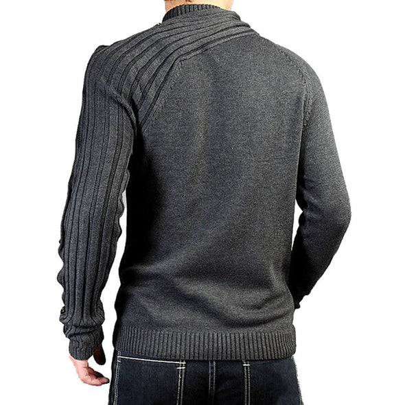 Solid Color Slim Stand Collar Pullover Sweater