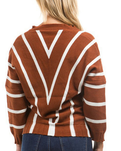 Striped O-neck Long Sleeve Loose Sweater