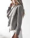 Lapel Long Sleeve Cardigan Woolen Coat