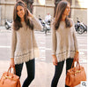 Lace  Patchwork Long Sleeve Round Neck Sweatshirt