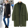 Simple Slim Pure Color Long Sleeve Woolen Coat