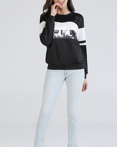 New Printed Long-Sleeved Sweatshirt