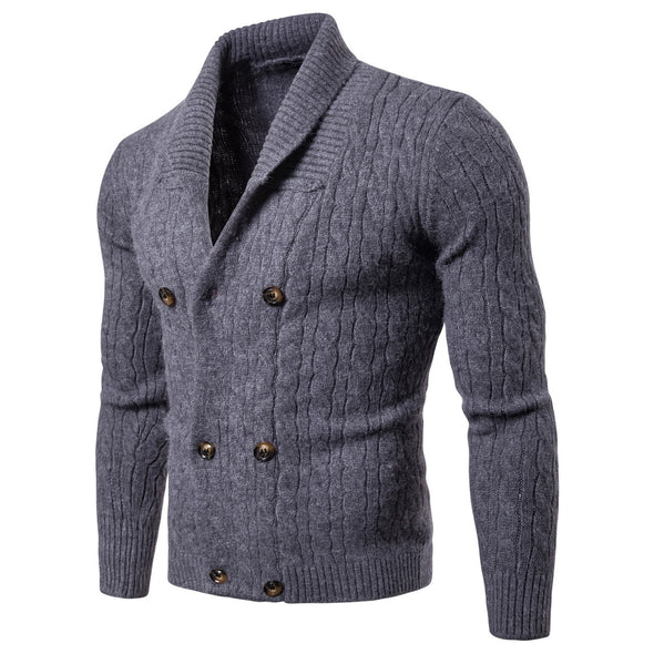 New Youth Men's Solid Color Thick Knit Cardigan