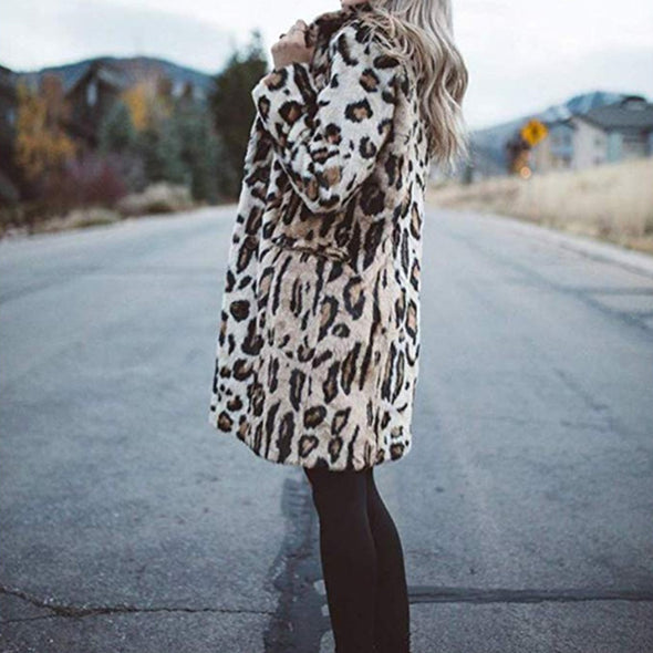 Leopard Fashion Lapel Long Sleeve Coats