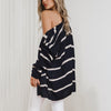 Double pocket Stripe Medium Style Cardigan