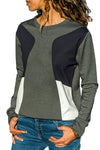 Loose Long-Sleeved O-Neck Colorblock Sweatshirt