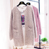 Pure Color Long Sleeve Round Neck Loose Cardigan Outwear