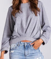 Round Neck Pure Color Long Sleeve Sweatshirt