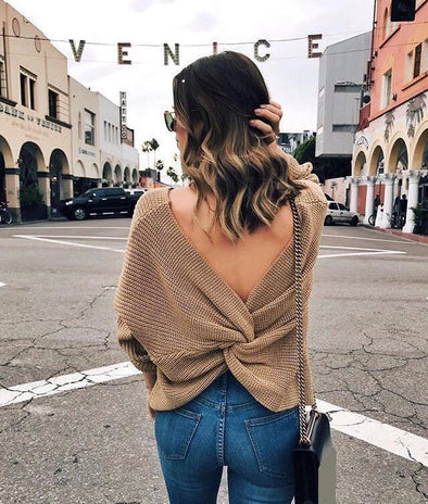 Women Twisted Back Knitted Sweaters