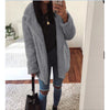 Fashion Pure Color Long Sleeve Plush Cardigan Coat