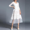 White V-Neck Lace Embroidery Party Dress