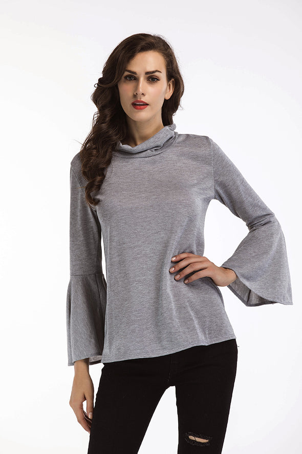 Solid Color  Bell Sleeve Pure Color Sweatshirt