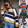 Casual O-Neck Striped Stitching Pullover Sweater