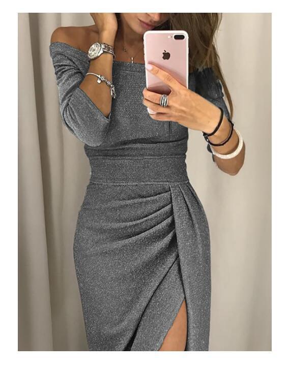 Women's One-Necked Irregular Split Bodycon Dress