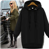 Casual Solid Zipper Split Cotton Hoodies Sweatshirt