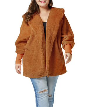 Solid Color Lantern Sleeves Plush Coat