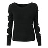 Sleeve Side Hollow Round Neck Sweaters