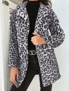 Sexy Lapel Plush Leopard Slim Fit Jacket