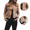 New Lapel Diagonal Zipper Short Jacket