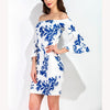 Blue-White Porcelain Slim Evening Dress