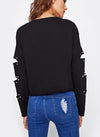 New Solid Color O-Neck Long-Sleeved Hole Sweatshirt