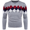 New Men's V-neck Plaid Color Matching Sweater