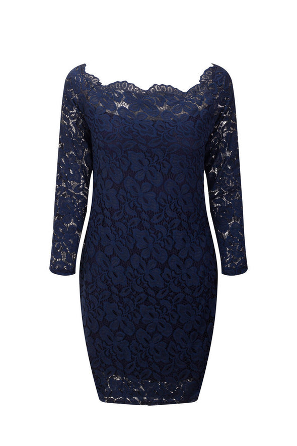 Women's One-Neck Long-Sleeved Lace Bodycon Dress