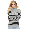 Stripe High Neck Collar Knitting Sweaters