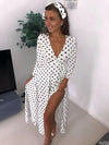 Sexy V-neck Long Sleeve Strap Polka Dot Dress