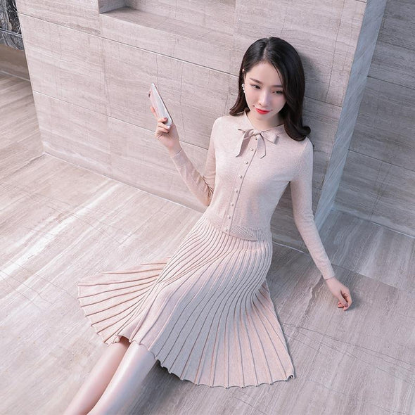 Women's long sleeve bottoming skirt two-piece suit