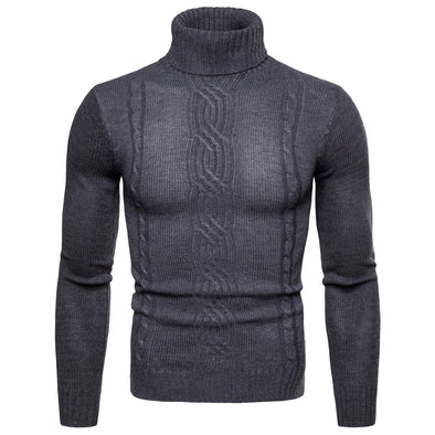 New Men's Turtleneck Jacquard Pullover Sweater