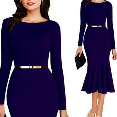 Sexy Long Sleeve Ruffled  Bodycon Dress