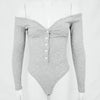 V-neck Long Sleeve Button Bodysuit