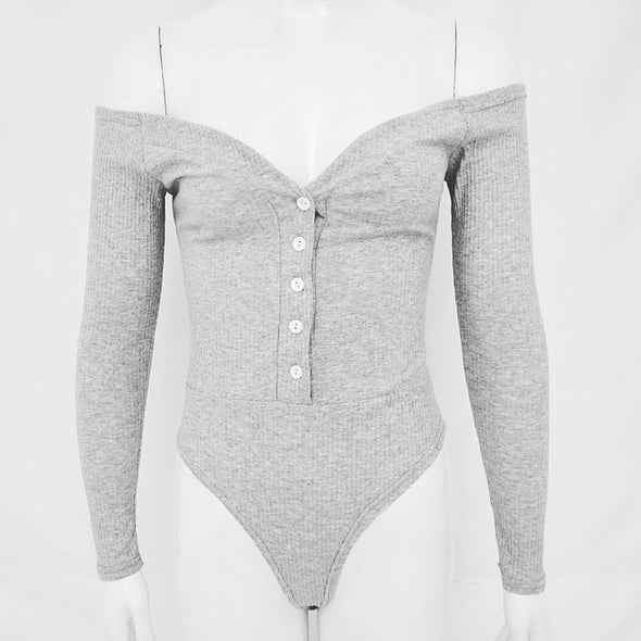 V-neck Long Sleeve Button Bodysuit