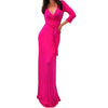 Women's solid color v-neck slim dress